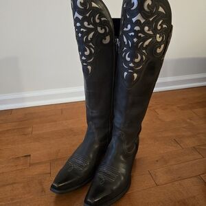 Ariat Black and Cream Leather Heeled Boots